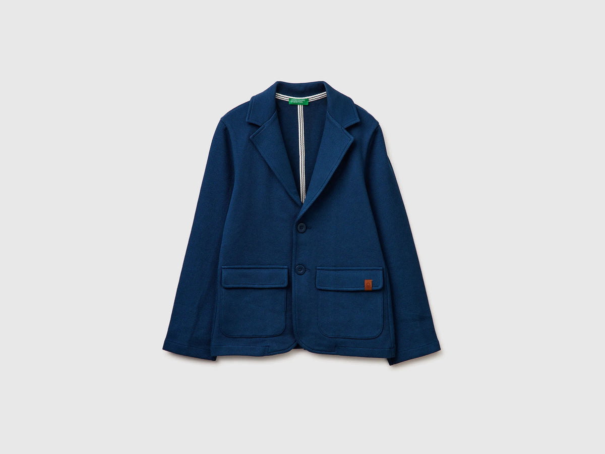 Benetton Dark Blue Boys Elegant Blazer with Pockets SKU: 38PZC600K_37T Image 01
