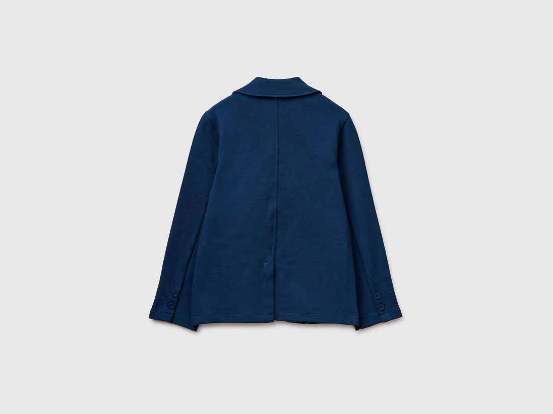 Benetton Dark Blue Boys Elegant Blazer with Pockets SKU: 38PZC600K_37T Image 02