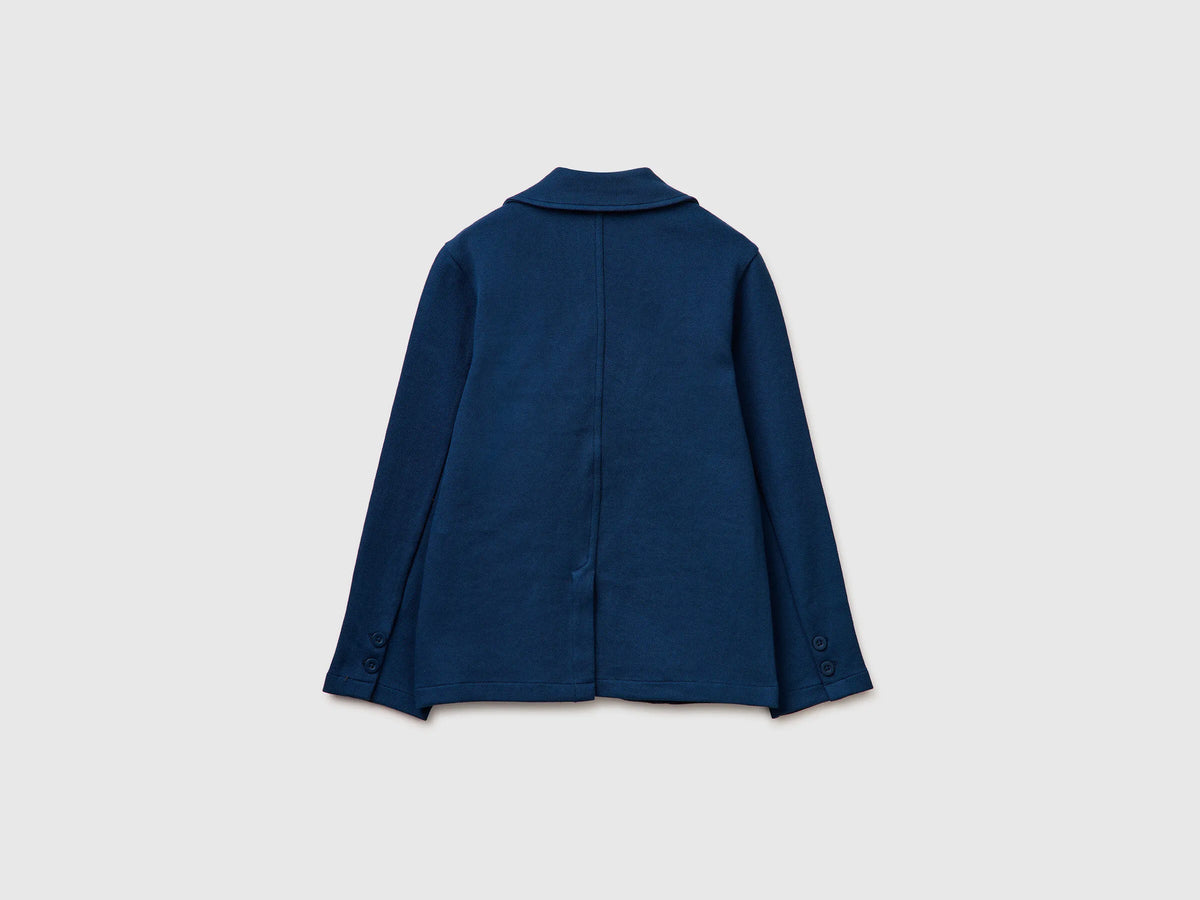 Benetton Dark Blue Boys Elegant Blazer with Pockets SKU: 38PZC600K_37T Image 02
