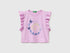Benetton Lilac Girls Cropped T-Shirt with Print and Embroidery SKU: 38V4G10MU_00L Image 01