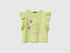 Benetton Lime Girls Cropped T-Shirt with Print and Embroidery SKU: 38V4G10MU_0M4 Image 01