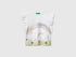 Benetton White Girls Cropped T-Shirt with Print and Embroidery SKU: 38V4G10MU_101 Image 01
