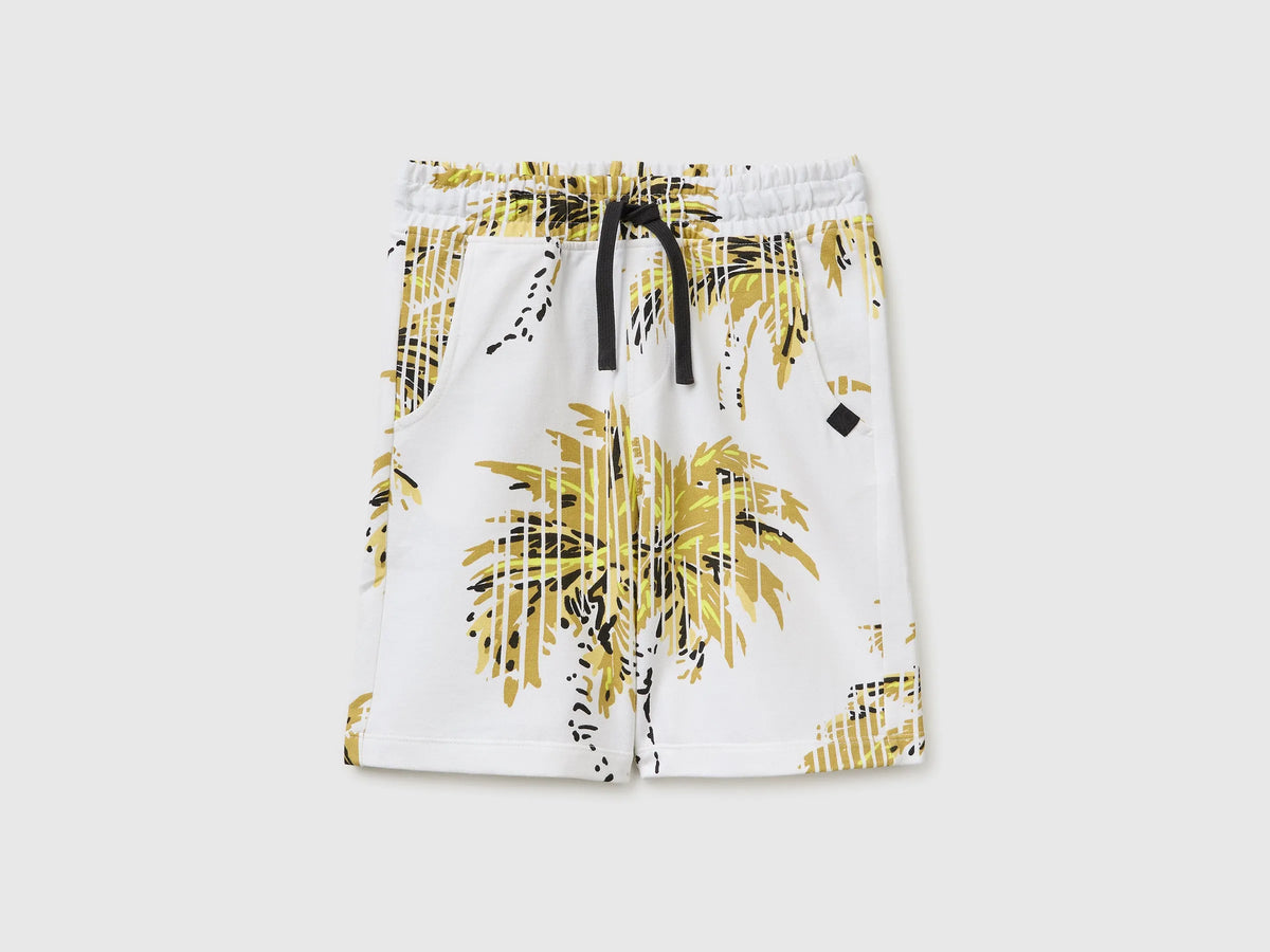 Benetton White Boys Printed Sweatshirt Bermuda Shorts SKU: 3959C903V_73V Image 01
