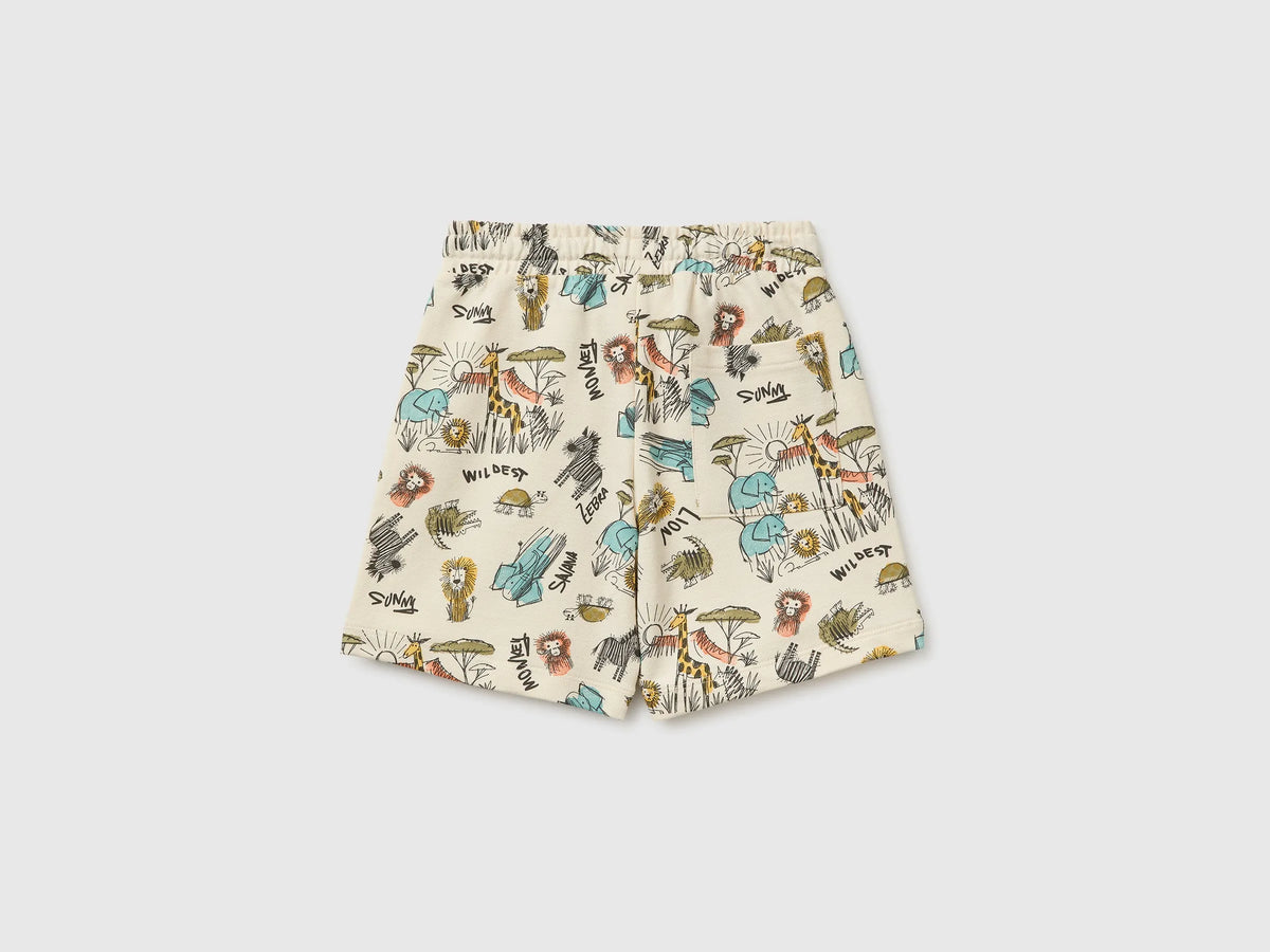 Benetton Multi-color Boys Bermuda Shorts with Safari Print SKU: 3959G9024_70Q Image 02