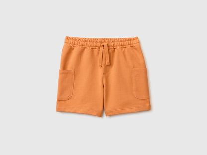 Benetton Orange Boys Cargo Bermuda Shorts with Drawstring SKU: 39DJG901C_0D1 Image 01