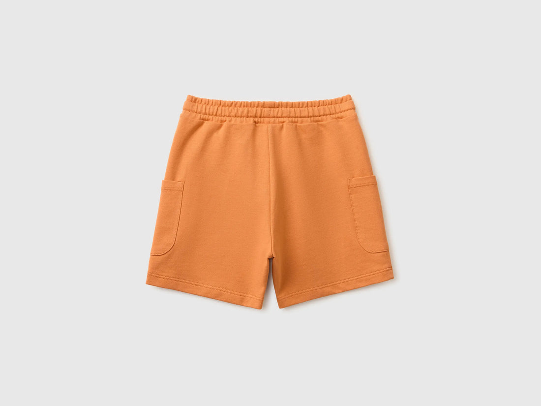 Benetton Orange Boys Cargo Bermuda Shorts with Drawstring SKU: 39DJG901C_0D1 Image 02