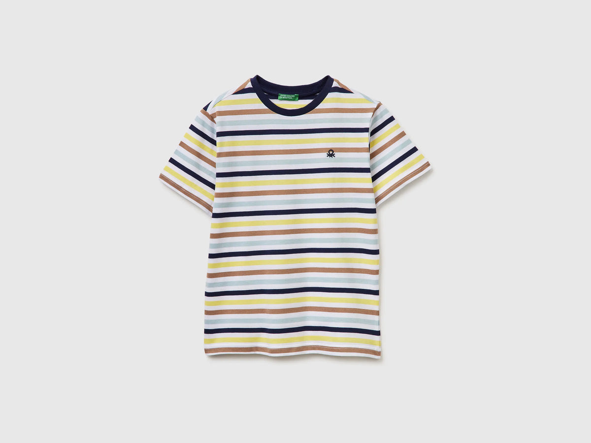 Benetton Yellow Boys Striped T-Shirt SKU: 39IAC10S8_905 Image 01