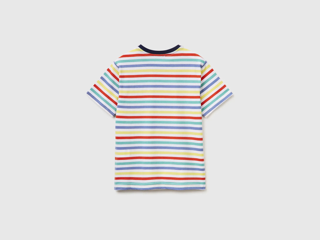 Benetton Sky Blue Boys Striped T-Shirt SKU: 39IAC10S8_906 Image 02