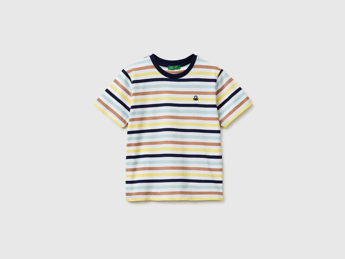 Benetton Yellow Boys Striped Short-Sleeved T-Shirt SKU: 39IAG10LL_905 Image 01