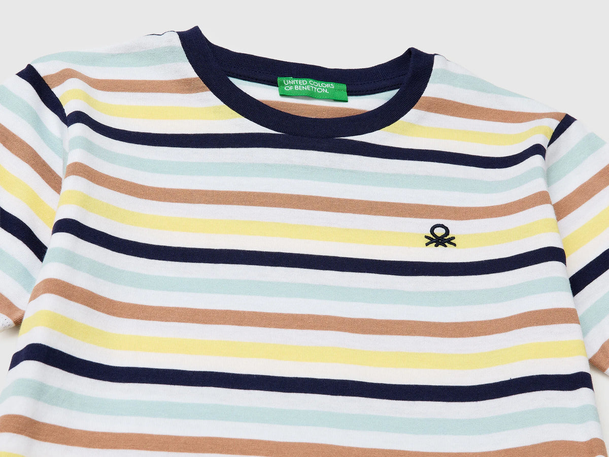 Benetton Yellow Boys Striped Short-Sleeved T-Shirt SKU: 39IAG10LL_905 Image 03