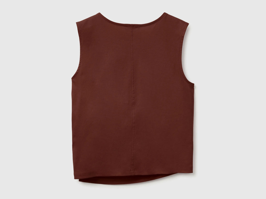 Benetton Brown Women Top with Knot SKU: 39JSDH01G_0Y5 Image 02