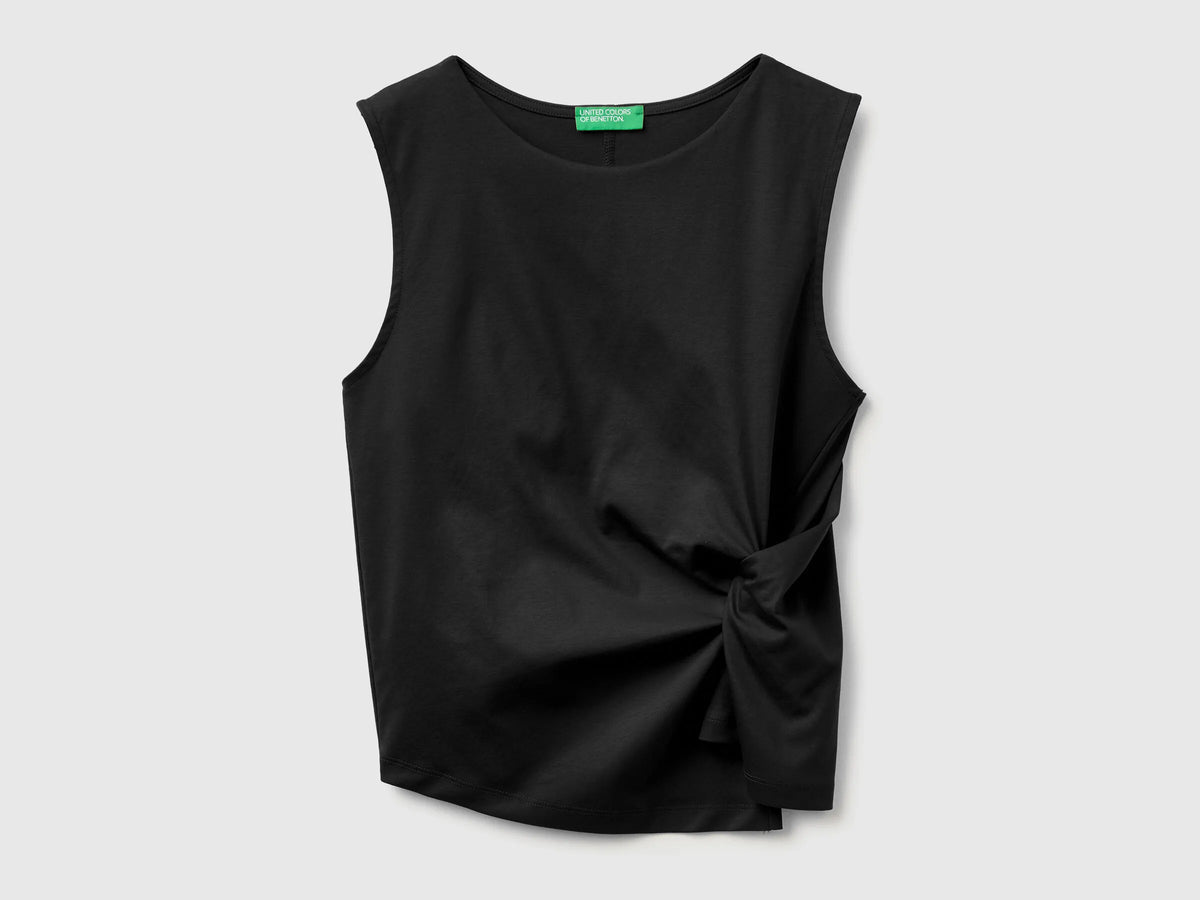 Benetton Black Women Top with Knot SKU: 39JSDH01G_100 Image 01