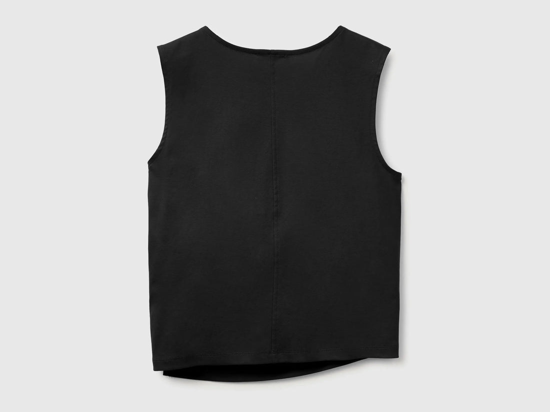 Benetton Black Women Top with Knot SKU: 39JSDH01G_100 Image 02