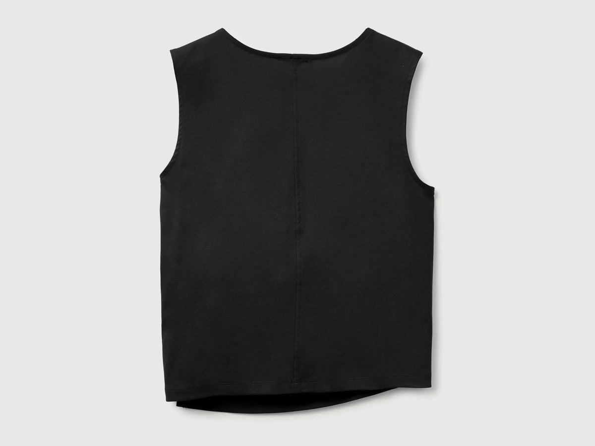 Benetton Black Women Top with Knot SKU: 39JSDH01G_100 Image 02