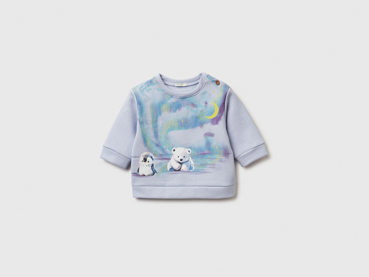 Benetton_Sky Blue_Hoodie with Print in Cotton Blend_39M2A106Q_081_01