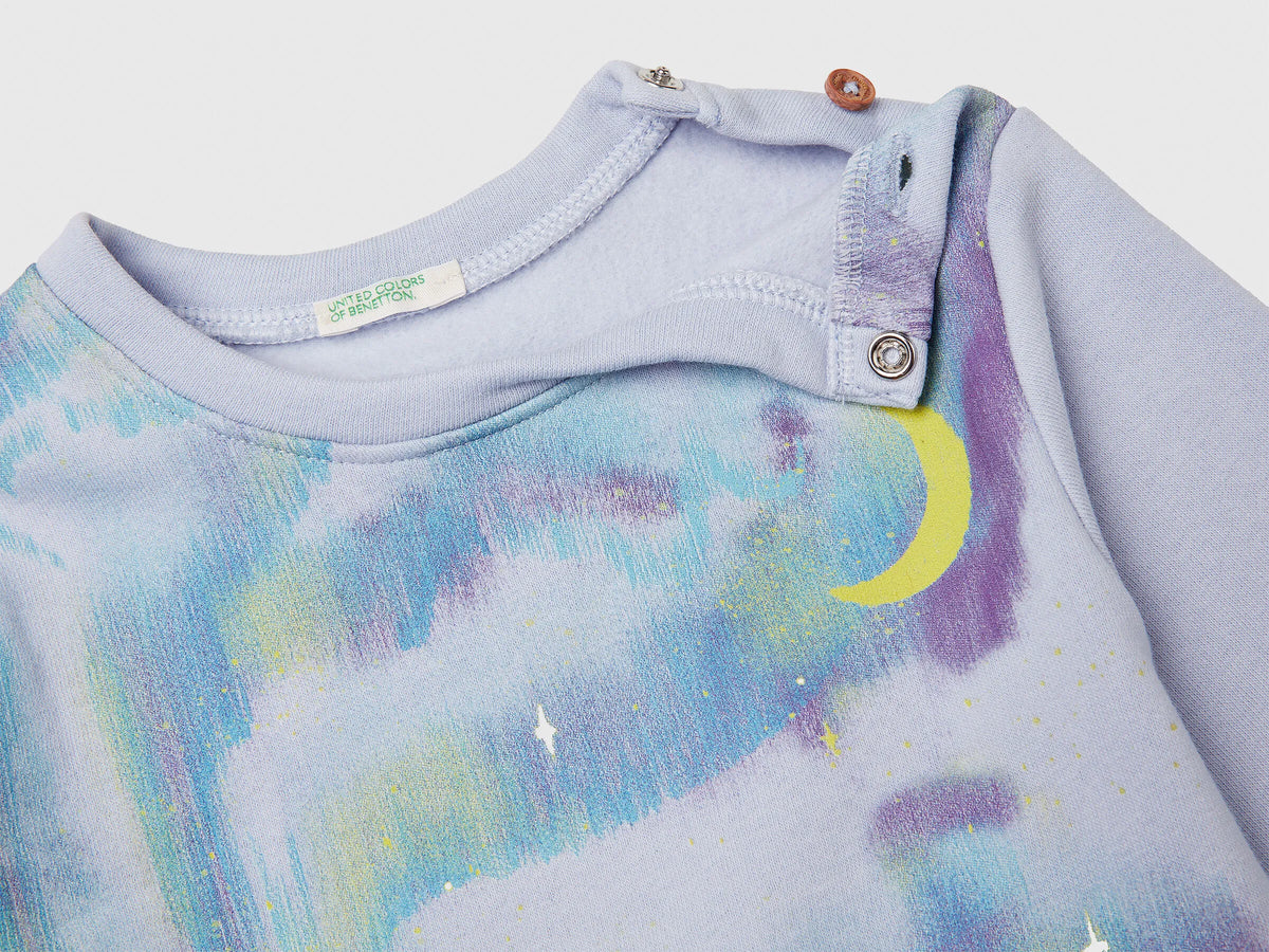 Benetton_Sky Blue_Hoodie with Print in Cotton Blend_39M2A106Q_081_03