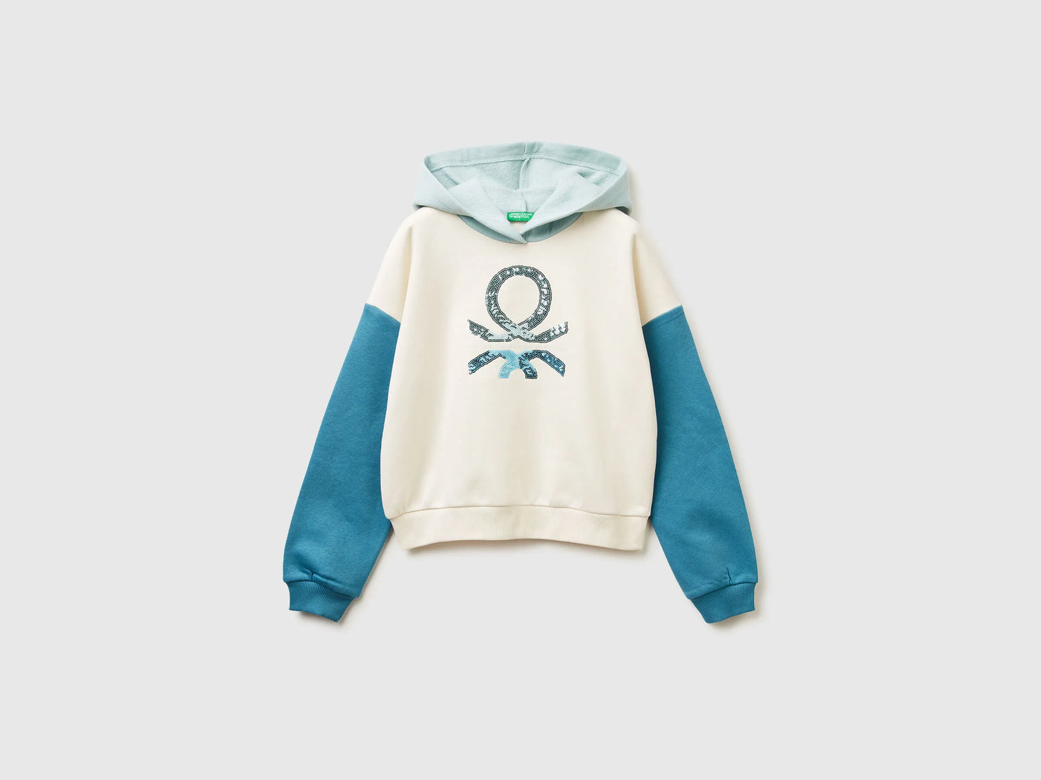 Benetton_Creamy White_Hoodie with Sequins_39M2C205E_901_01