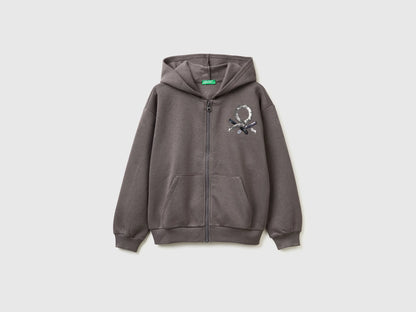 Benetton_Dark Mauve_Sweatshirt with Zip and Sequins_39M2C505O_00A_01