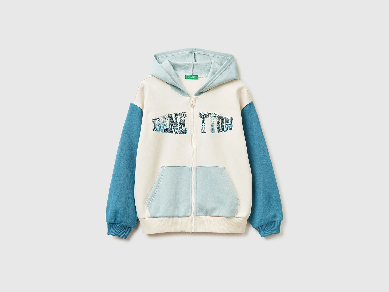 Benetton_Creamy White_Sweatshirt with Zip and Sequins_39M2C505O_901_01