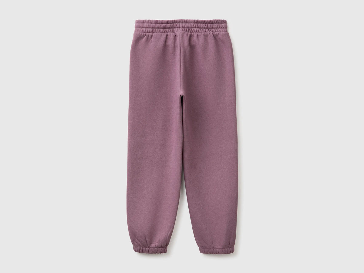 Benetton Plum Girls Fleece Joggers with Drawstring SKU: 39M2CF05I_048 Image 02
