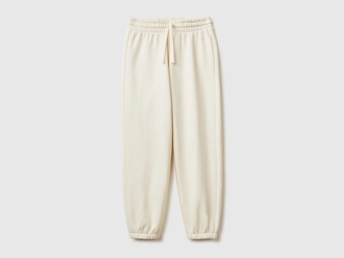 Benetton Creamy White Girls Sweat Joggers with Drawstring SKU: 39M2CF05I_0R2 Image 01