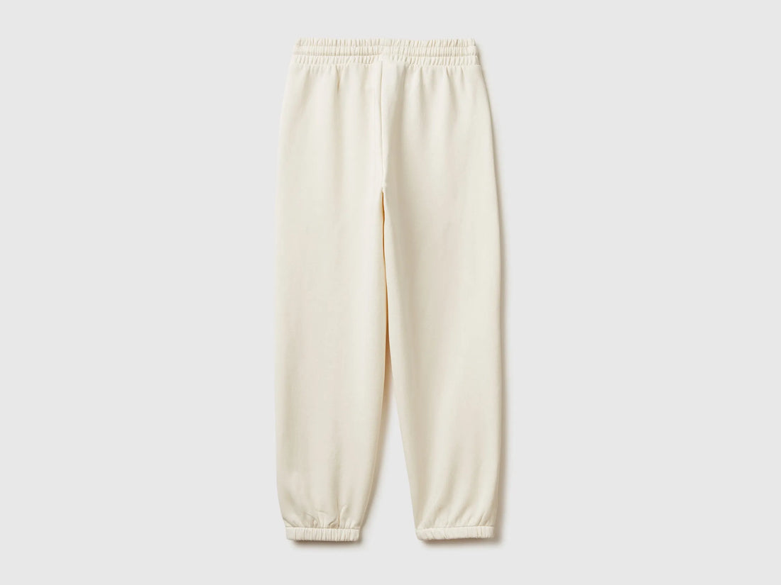 Benetton Creamy White Girls Sweat Joggers with Drawstring SKU: 39M2CF05I_0R2 Image 02