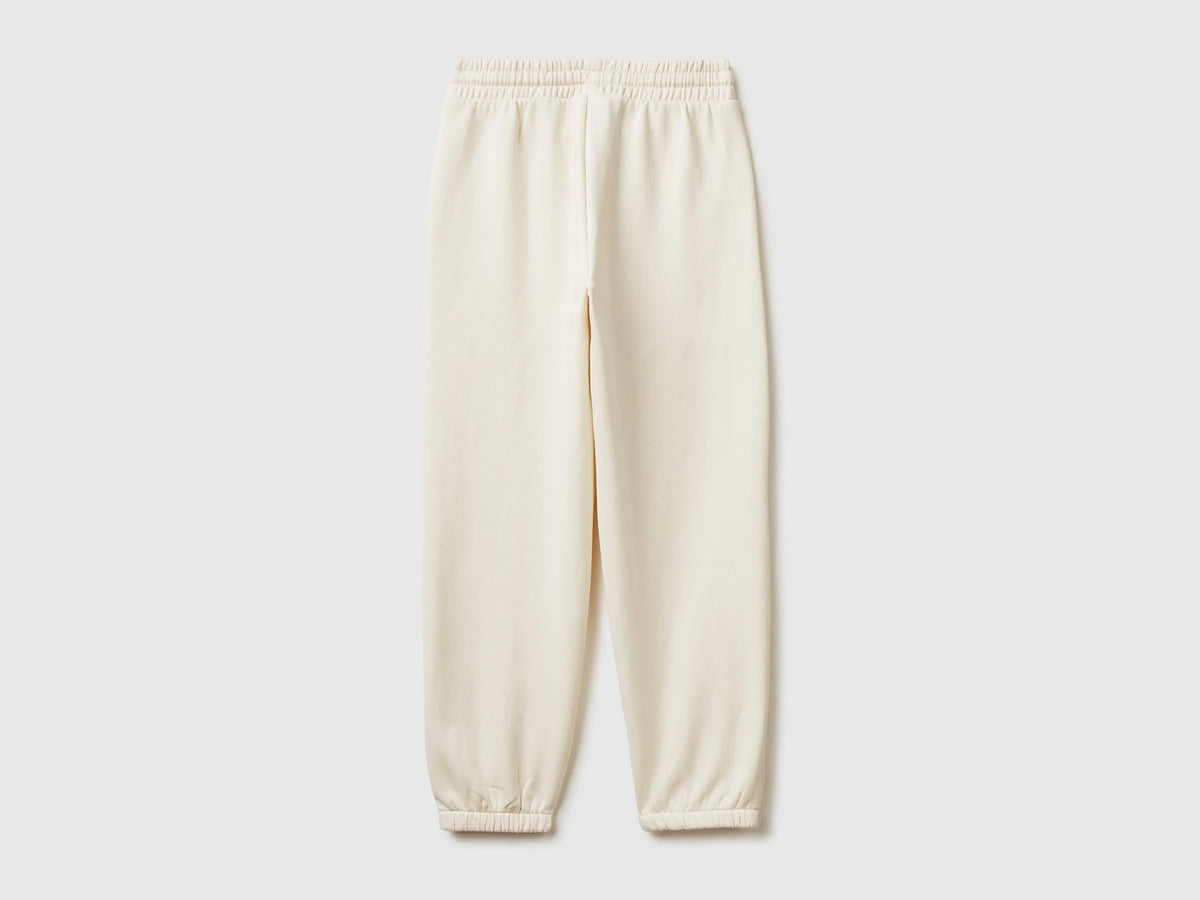 Benetton Creamy White Girls Sweat Joggers with Drawstring SKU: 39M2CF05I_0R2 Image 02