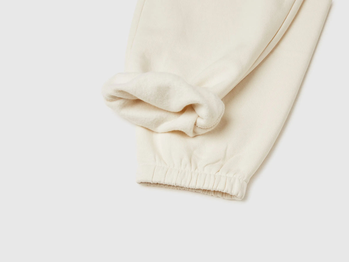 Benetton Creamy White Girls Sweat Joggers with Drawstring SKU: 39M2CF05I_0R2 Image 03