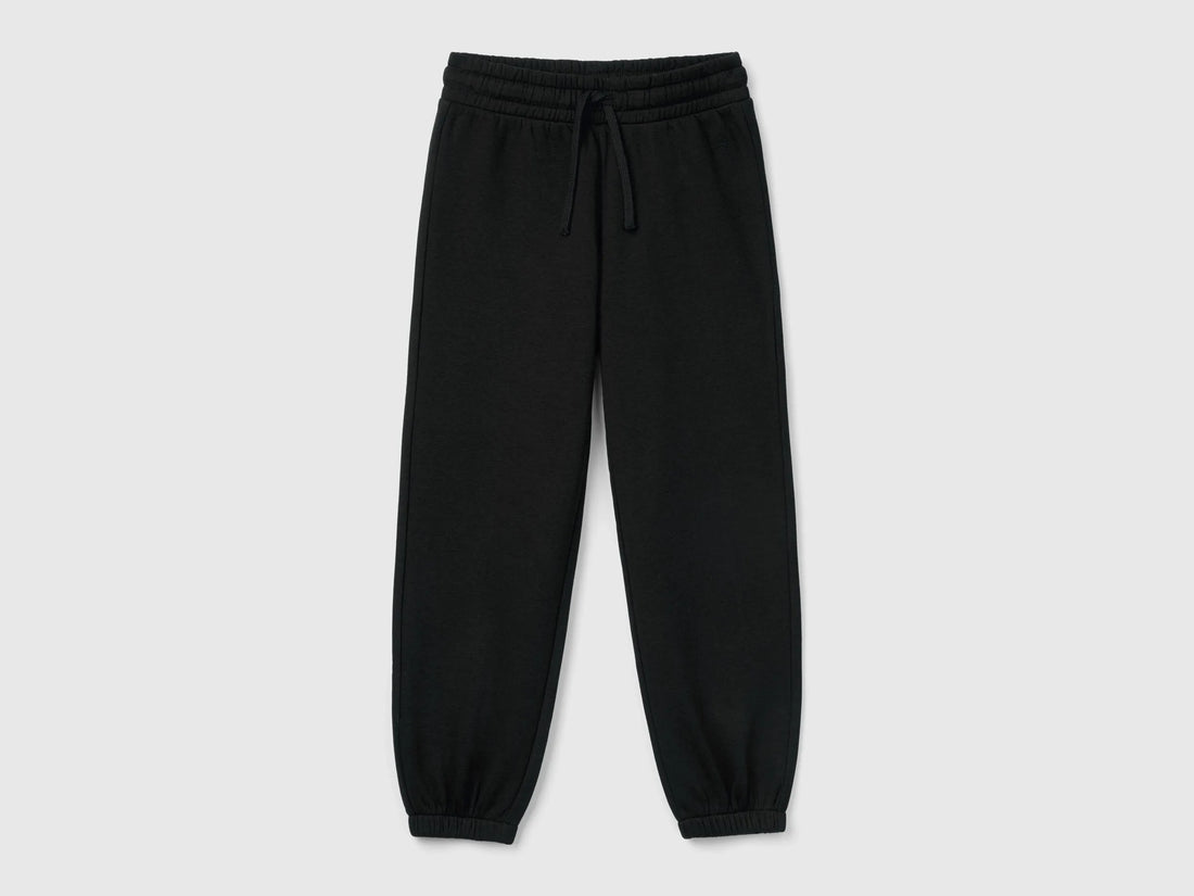 Benetton_Black_Sweat Joggers with Drawstring_39M2CF05I_100_01