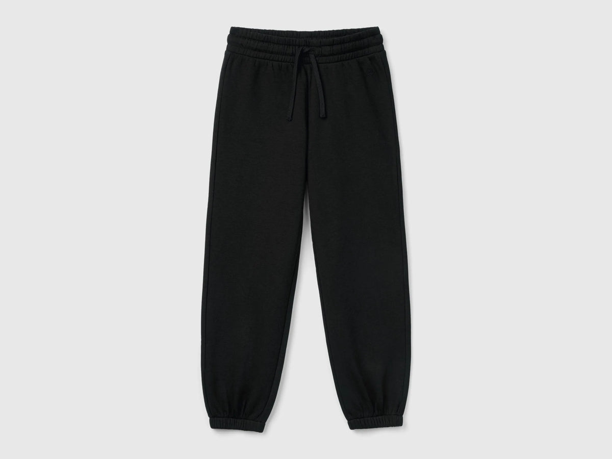 Benetton Black Girls Sweat Joggers with Drawstring SKU: 39M2CF05I_100 Image 01