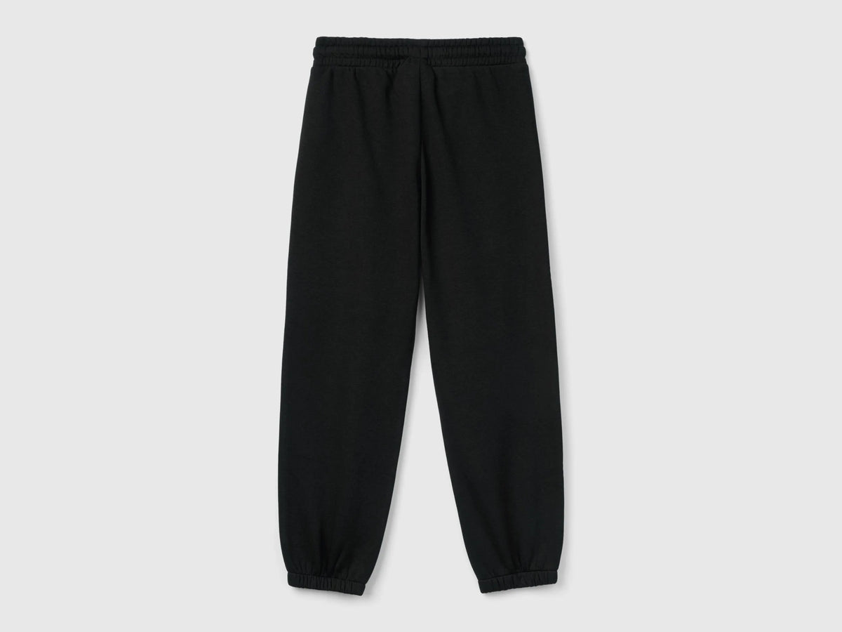 Benetton Black Girls Sweat Joggers with Drawstring SKU: 39M2CF05I_100 Image 02