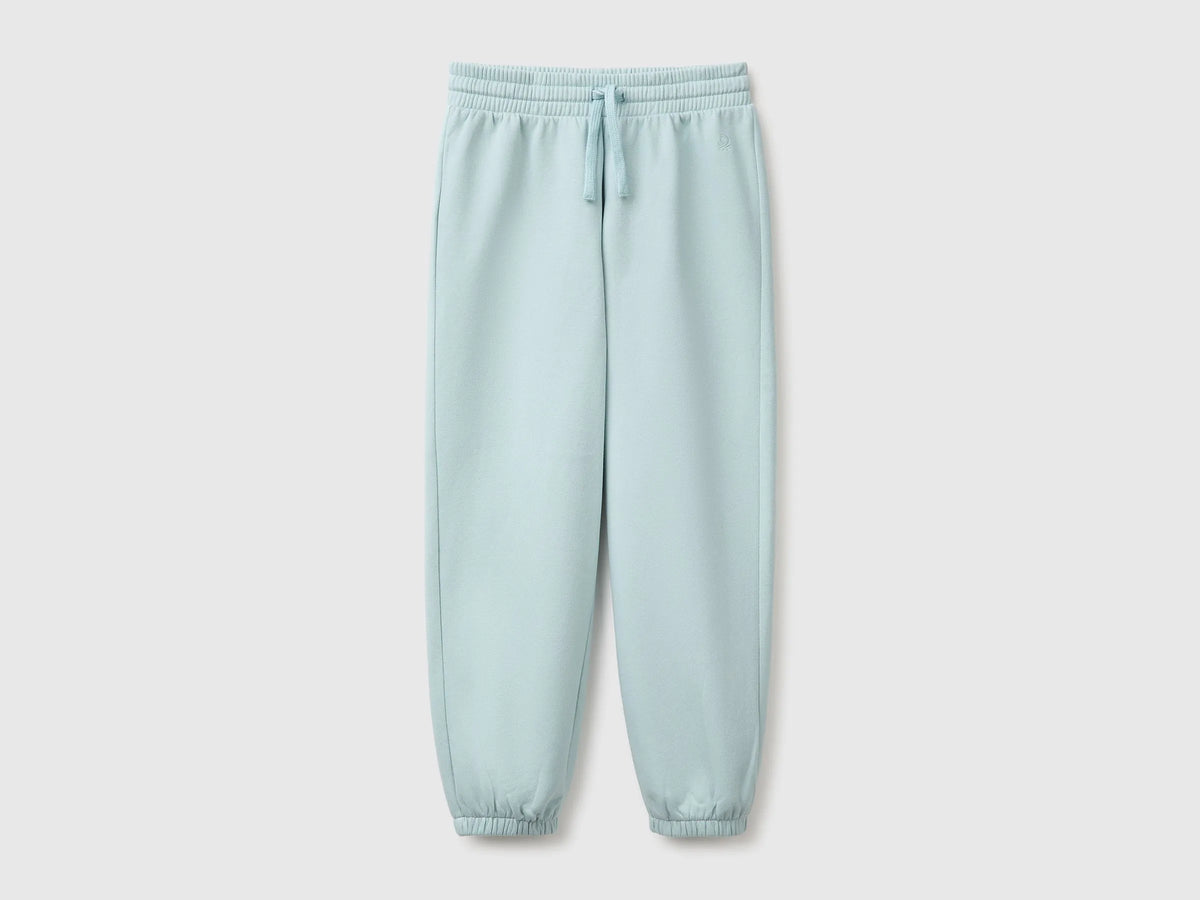 Benetton Aqua Girls Fleece Joggers with Drawstring SKU: 39M2CF05I_31A Image 01