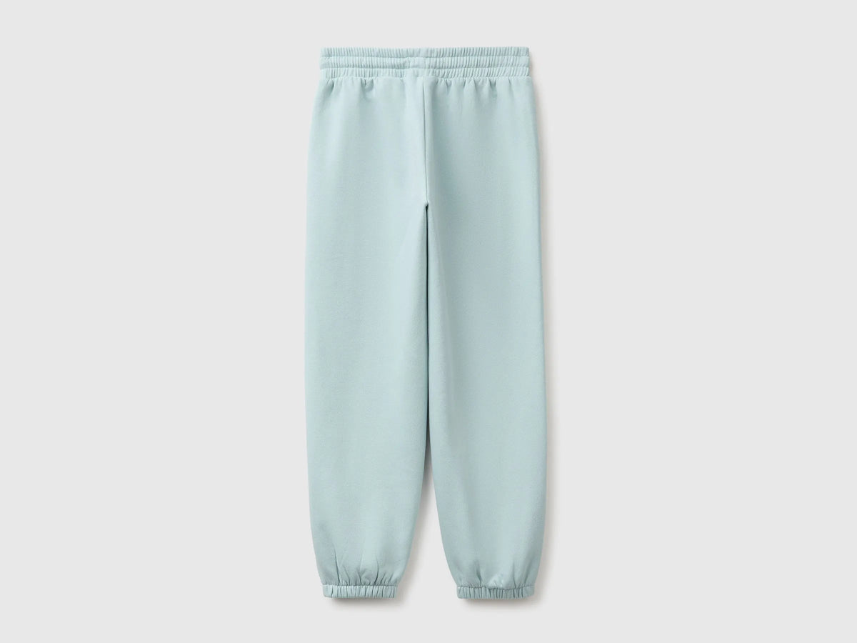 Benetton Aqua Girls Fleece Joggers with Drawstring SKU: 39M2CF05I_31A Image 02