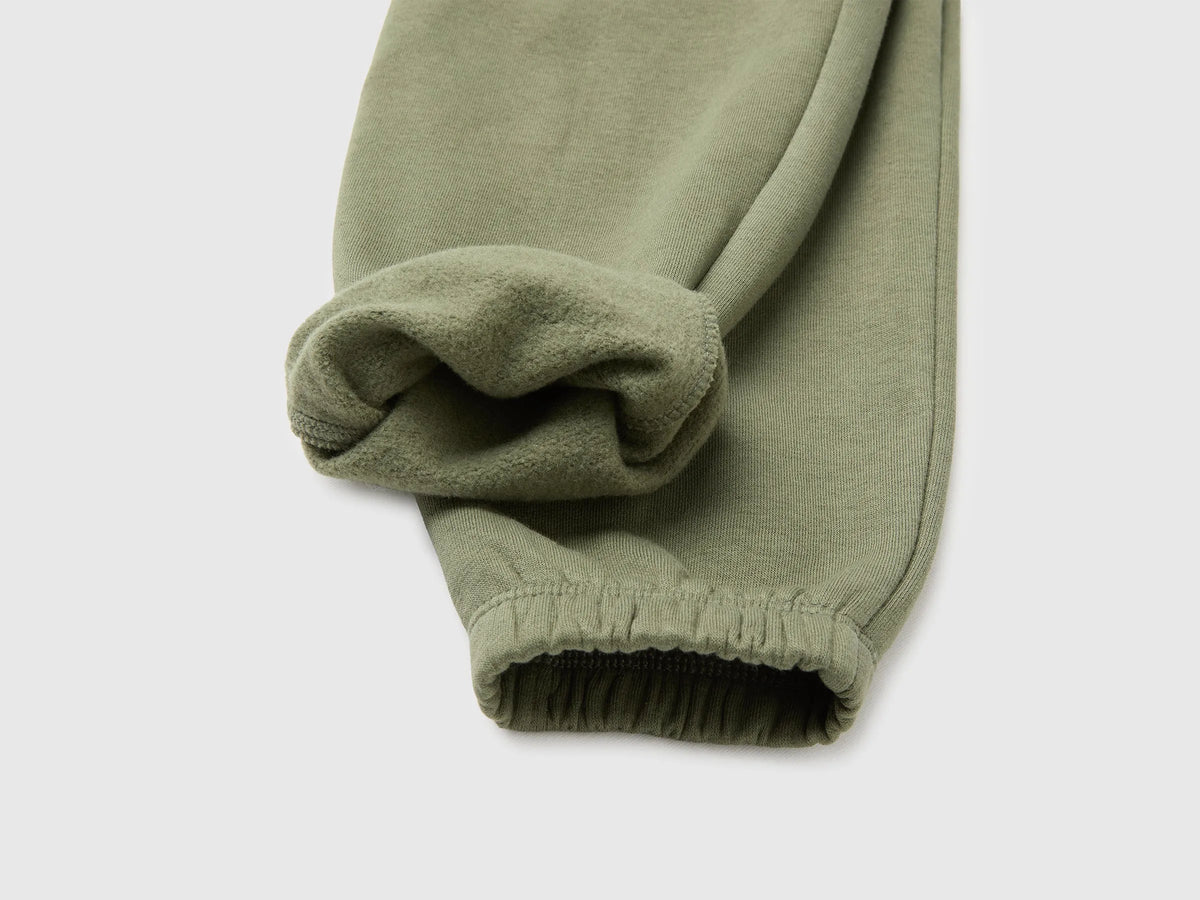 Benetton Military Green Boys Joggers in Warm Fleece SKU: 39M2GF05O_07N Image 03