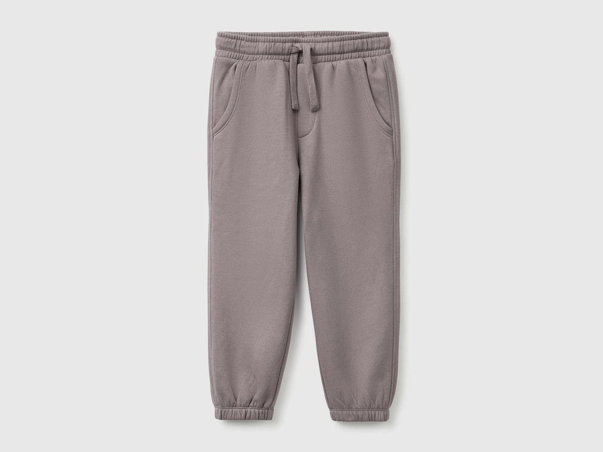 Benetton Gray Boys Joggers in Warm Fleece SKU: 39M2GF05O_39R Image 01