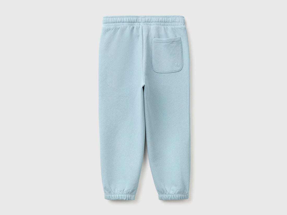 Benetton Light Blue Boys Joggers in Warm Fleece SKU: 39M2GF05O_3E4 Image 02