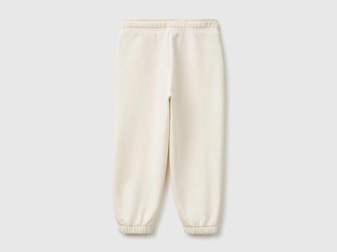 Benetton Creamy White Girls Joggers in Warm Fleece SKU: 39M2GF05P_0R2 Image 02