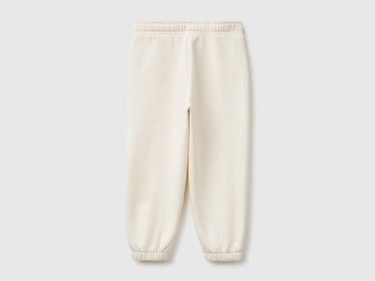 Benetton Creamy White Girls Joggers in Warm Fleece SKU: 39M2GF05P_0R2 Image 02