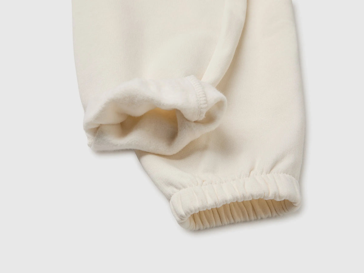 Benetton Creamy White Girls Joggers in Warm Fleece SKU: 39M2GF05P_0R2 Image 03