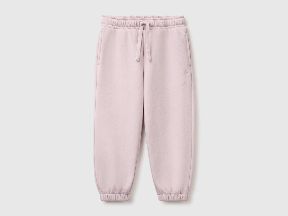 Benetton Pink Girls Joggers in Warm Fleece SKU: 39M2GF05P_197 Image 01