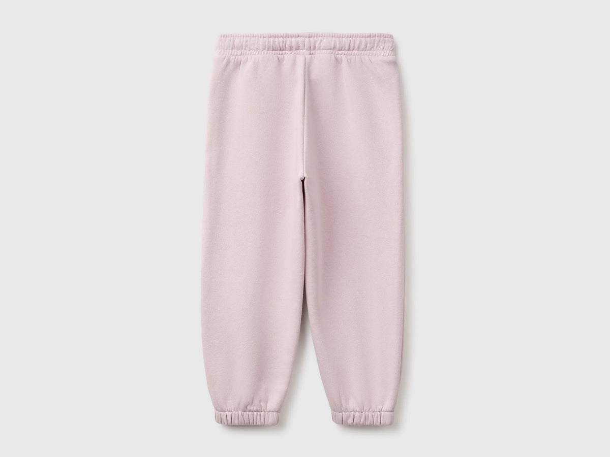 Benetton Pink Girls Joggers in Warm Fleece SKU: 39M2GF05P_197 Image 02