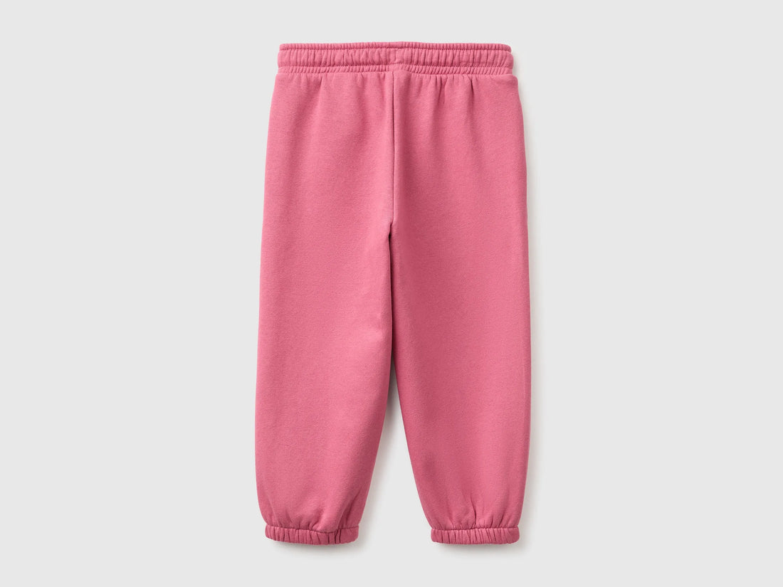 Benetton Fuchsia Girls Joggers in Warm Fleece SKU: 39M2GF05P_2J4 Image 02