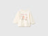 Benetton Creamy White Girl Organic Cotton Printed T-Shirt SKU: 3ATNA107H_0R2 Image 01