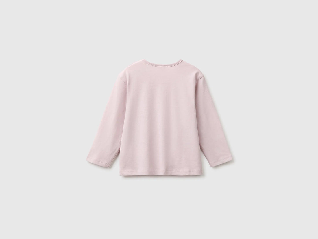 Benetton Pink Girl Organic Cotton Printed T-Shirt SKU: 3ATNA107H_197 Image 02