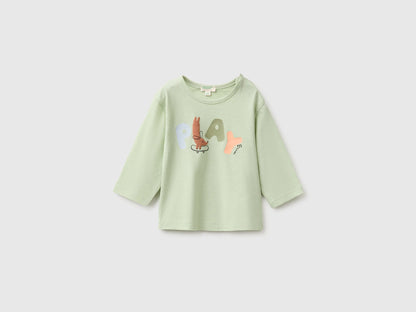 Benetton Light Green Unisex Organic Cotton Printed T-Shirt SKU: 3ATNA107H_2G8 Image 01