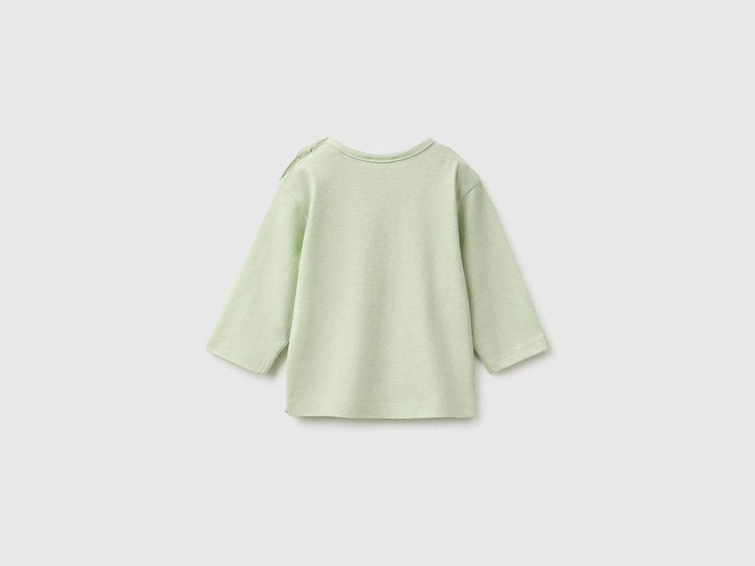 Benetton Light Green Unisex Organic Cotton Printed T-Shirt SKU: 3ATNA107H_2G8 Image 02