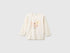 Benetton Creamy White Girl Organic Cotton Printed T-Shirt SKU: 3ATNA107H_901 Image 01