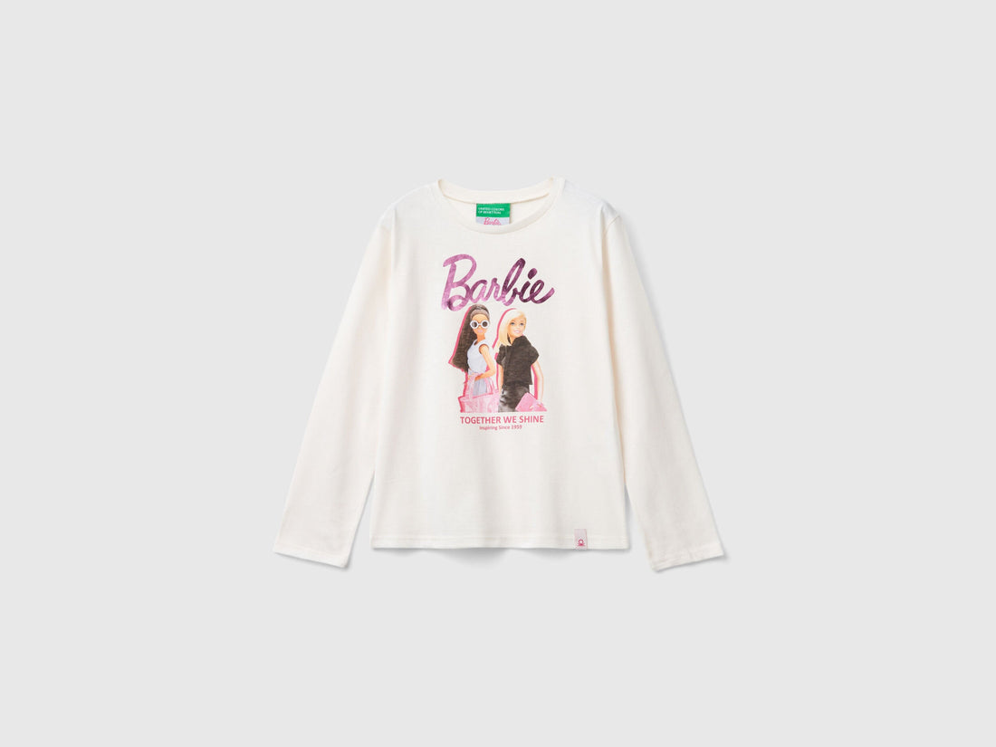 Cream Barbie T-Shirt with Glossy Print_3ATNC10ML_0R2_01