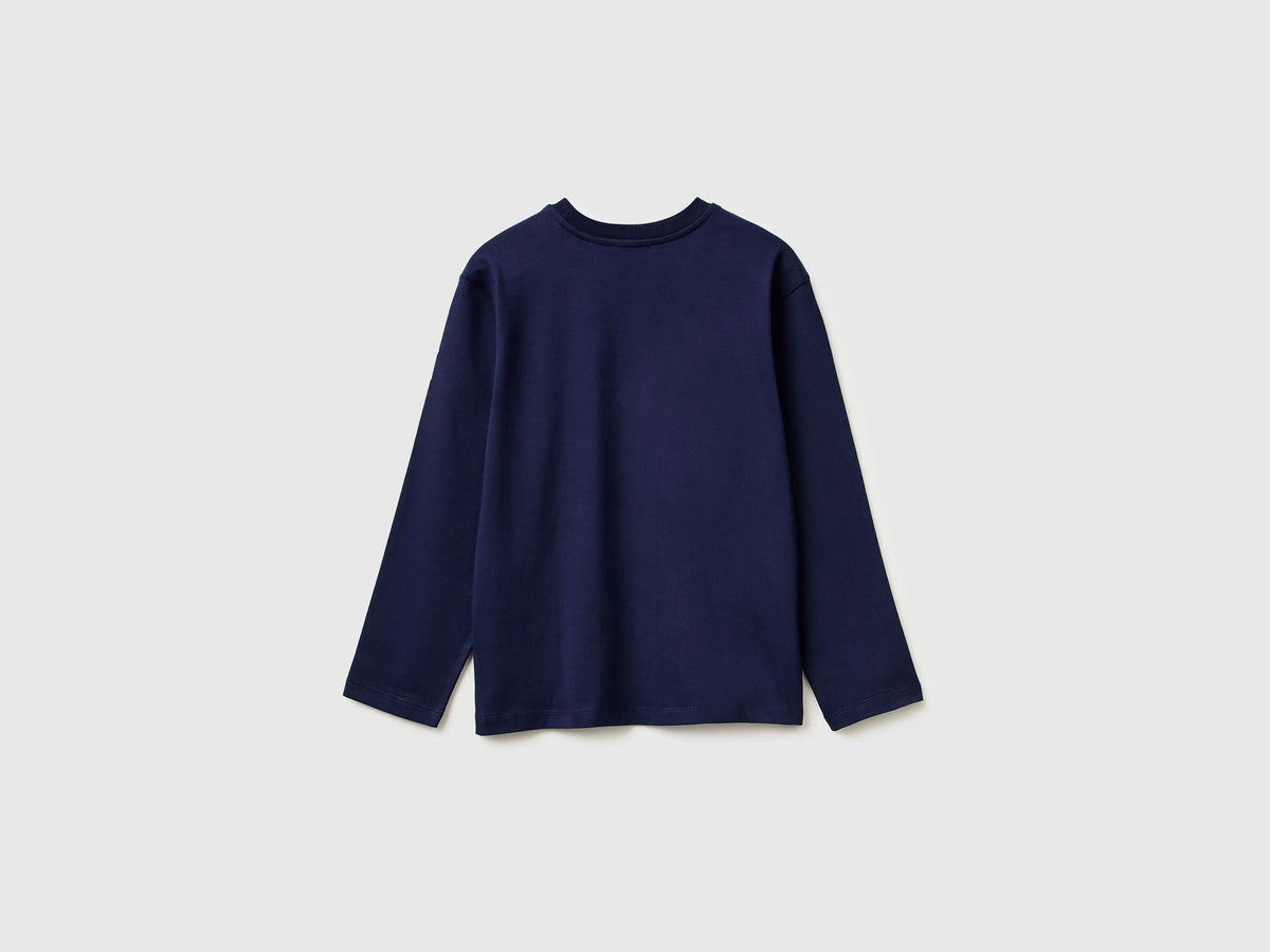 Benetton_Blue_Warm T-Shirt with Logo Print_3ATNC10QU_252_02