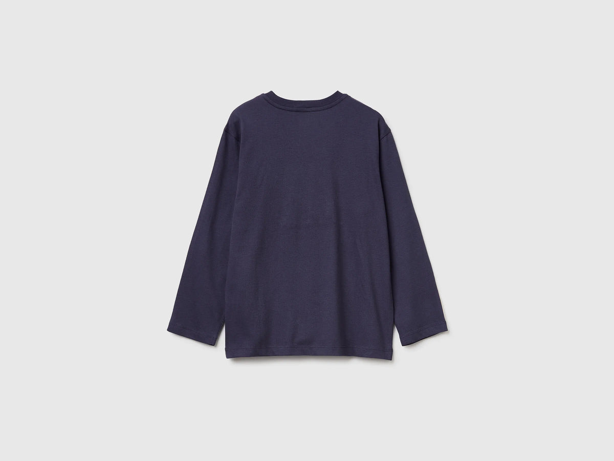 Benetton_Air Force Blue_T-Shirt with Graffiti Print_3ATNC10R7_0J8_02